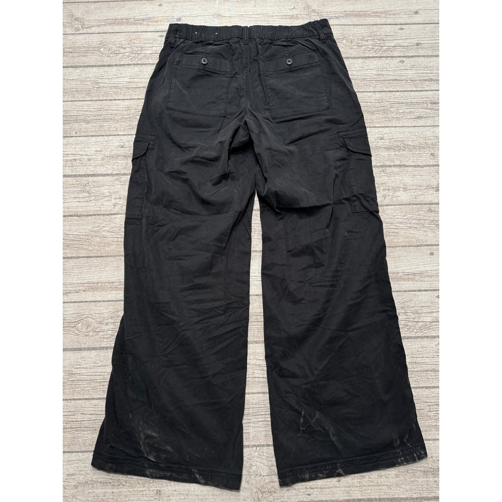 American Eagle Cargo Pants Women's 10 Long Black Wide Leg Relaxed Fit Utility - Picture 2 of 8